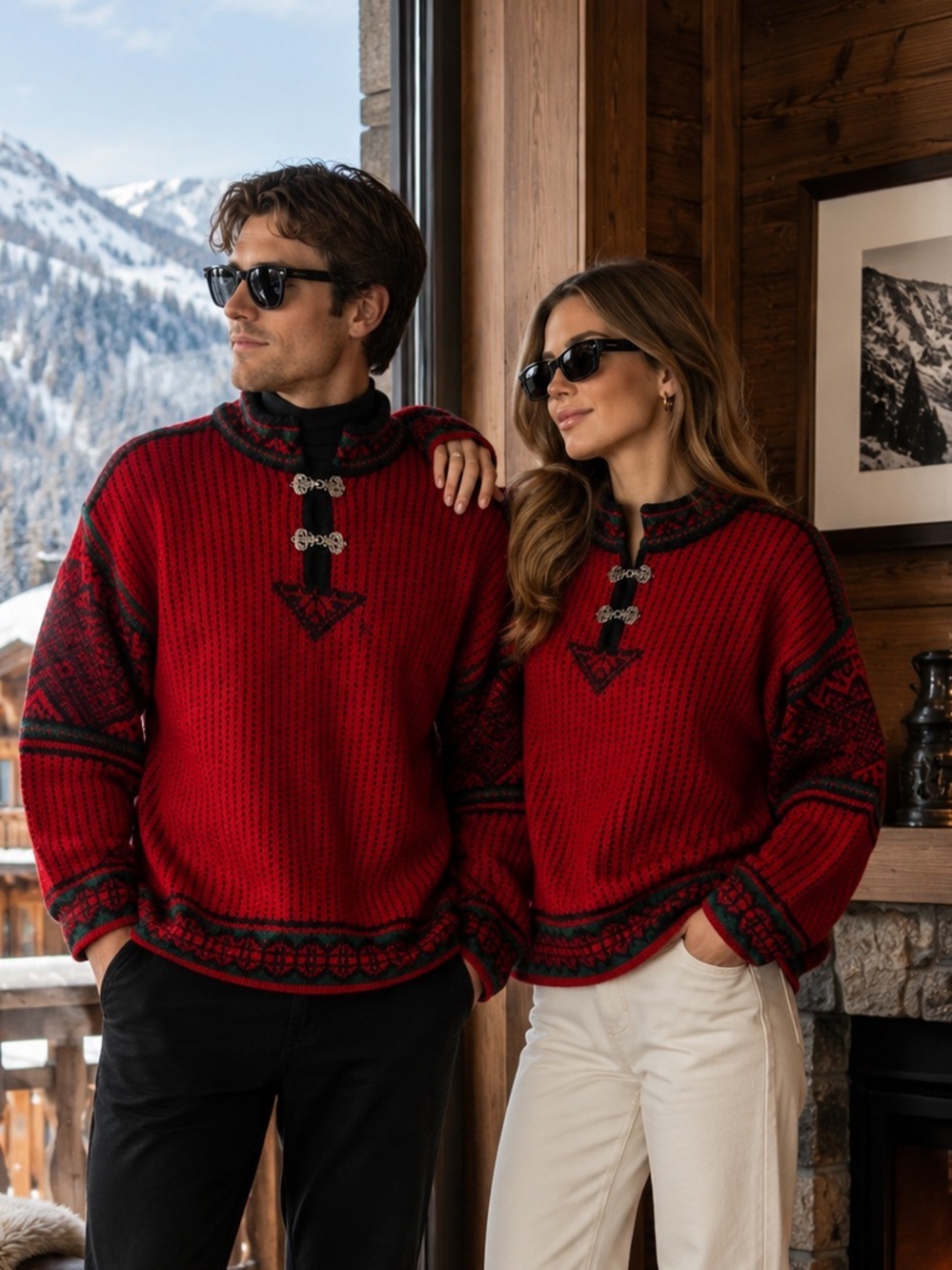 Vintage Dale of Norway Pure New Wool Nordic Sweater L Chunky Heavy Ski Christmas